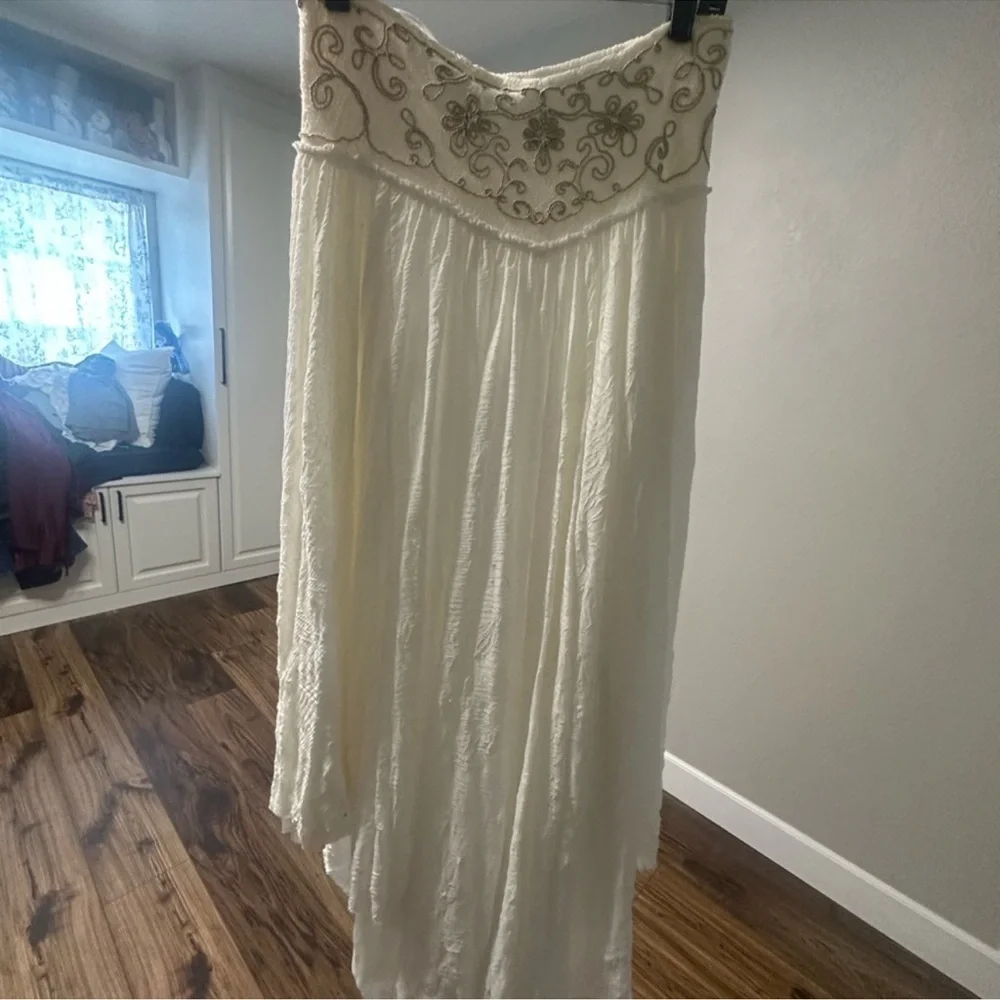 Free People Rhiannon Convertible Embroidered Waist Handkerchief Hem Maxi Skirt M - Picture 12 of 12